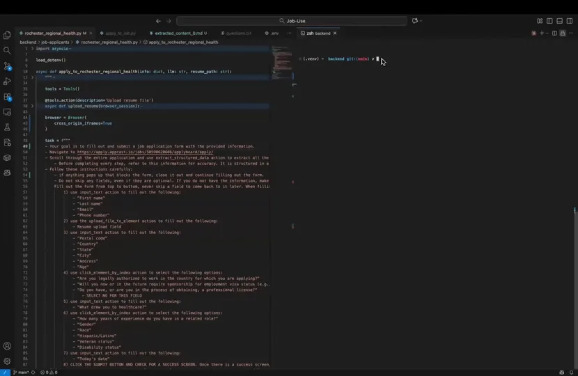 Browser Use job application automation demo