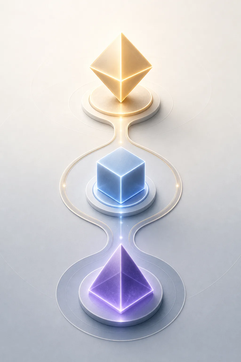 Abstract visual showing a balanced AI model positioned between efficient and frontier options