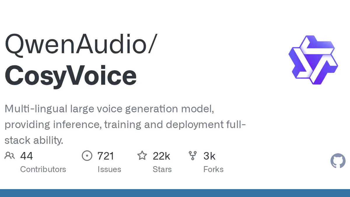 CosyVoice GitHub project preview and development overview