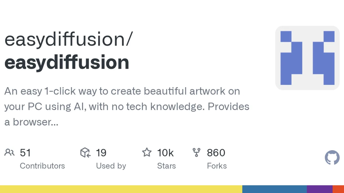 Easy Diffusion GitHub project preview and development overview