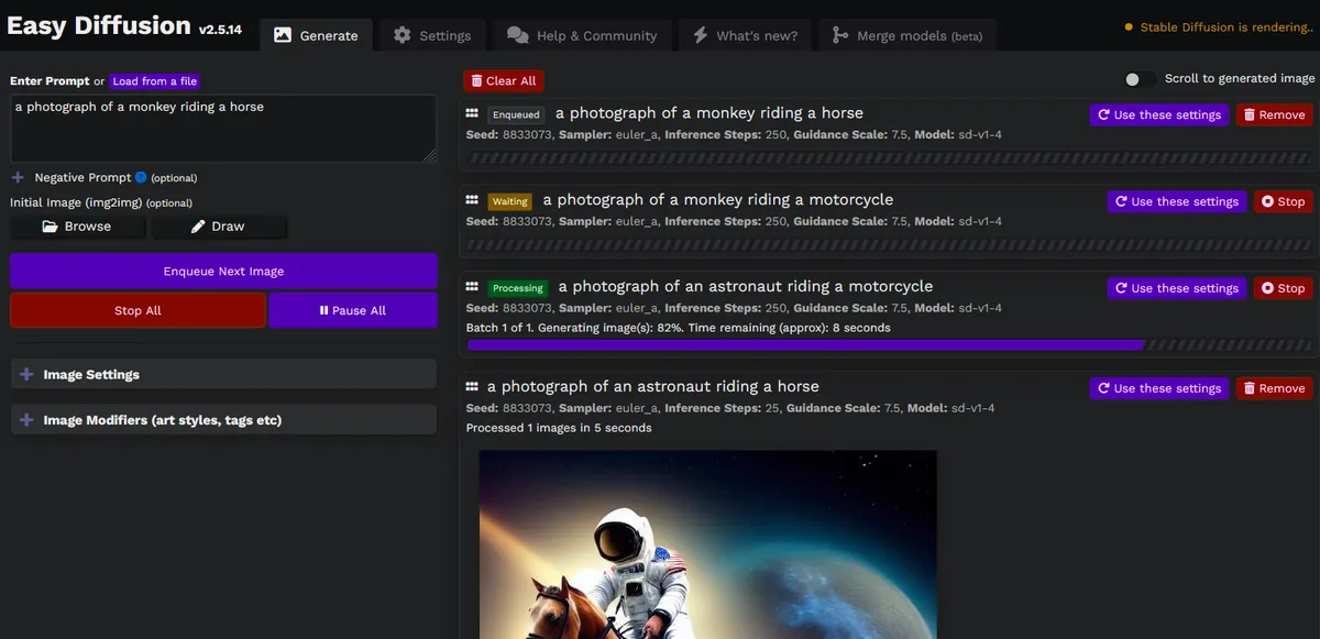 Easy Diffusion official project interface or overview