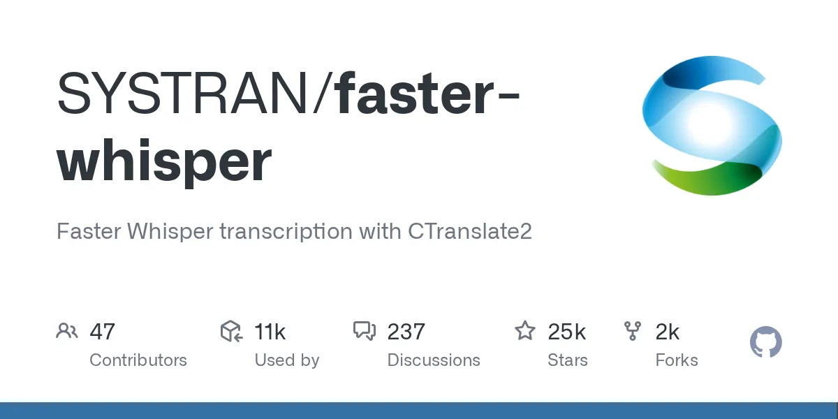 Faster Whisper official project interface or overview
