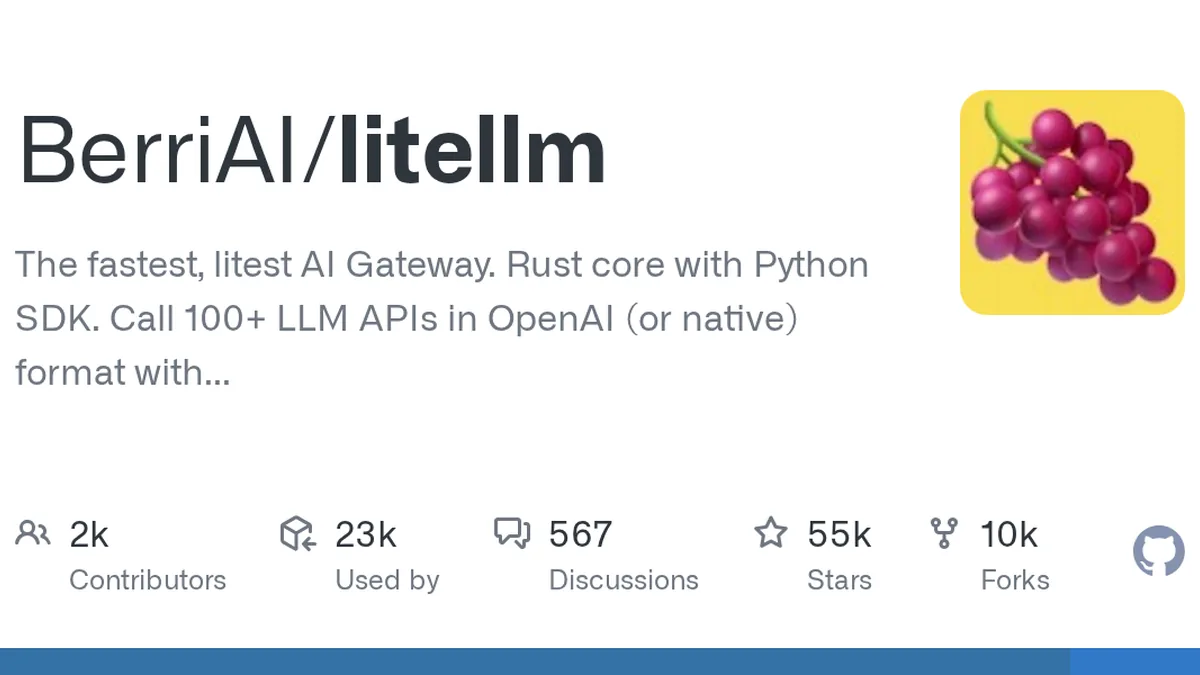 LiteLLM GitHub project preview and development overview