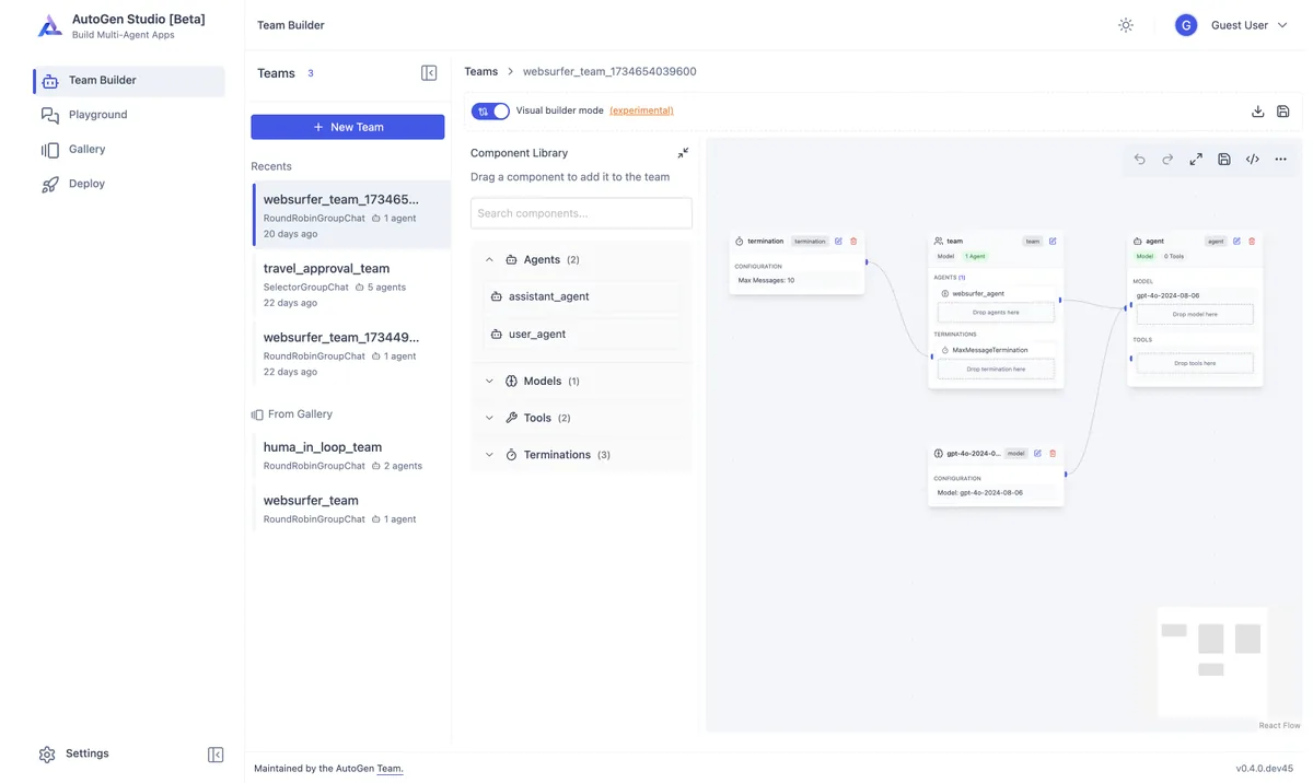 Microsoft AutoGen official project interface or overview
