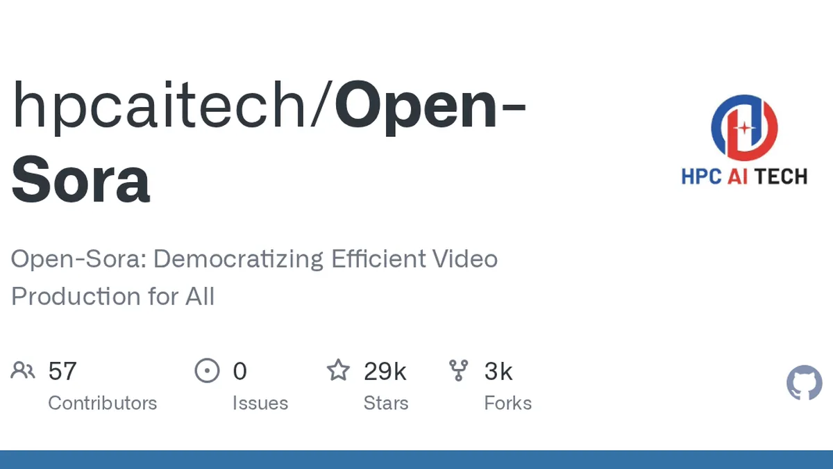 Open-Sora GitHub project preview and development overview