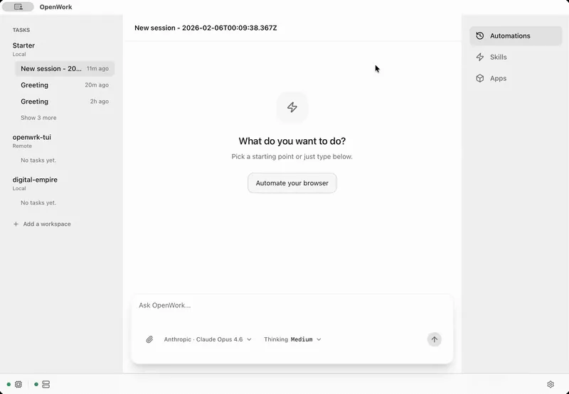 OpenWork desktop AI workspace