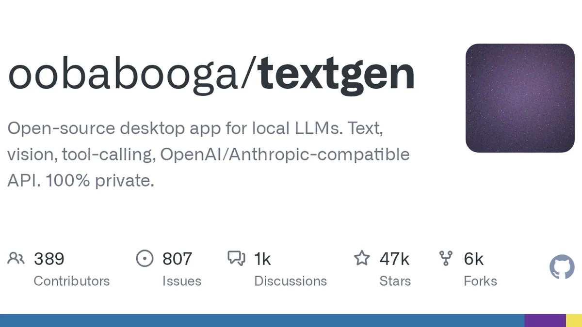 Text Generation WebUI GitHub project preview and development overview