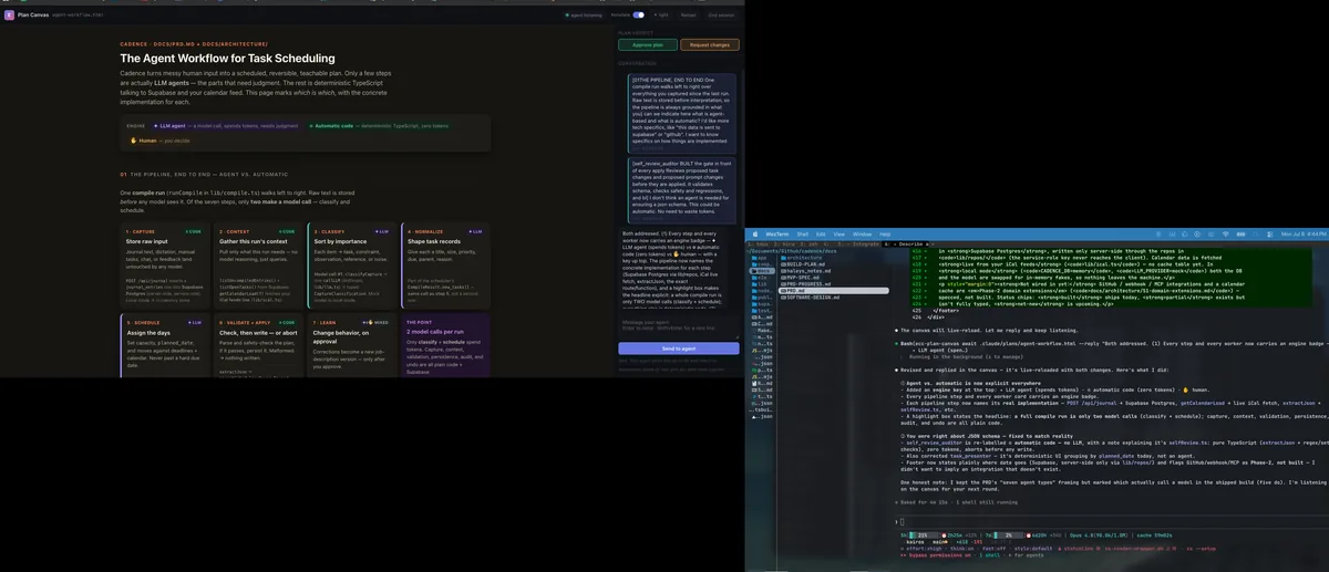 ECC Plan Canvas browser interface for reviewing and annotating an agent plan