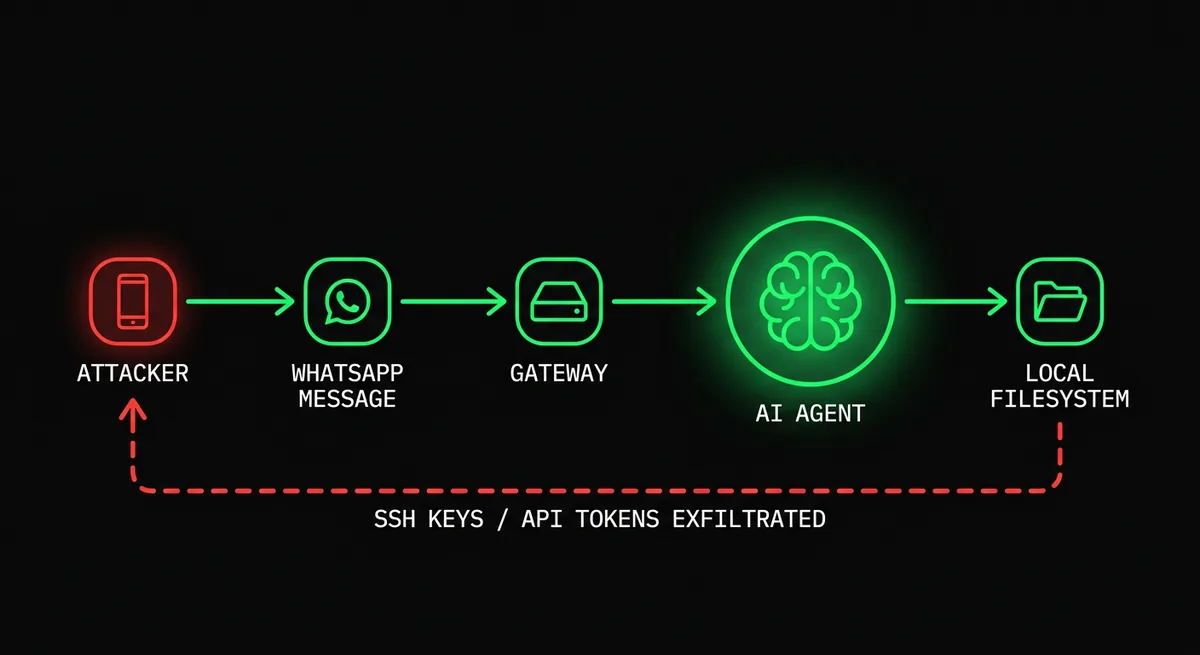 ECC security guide diagram showing an agent configuration attack chain